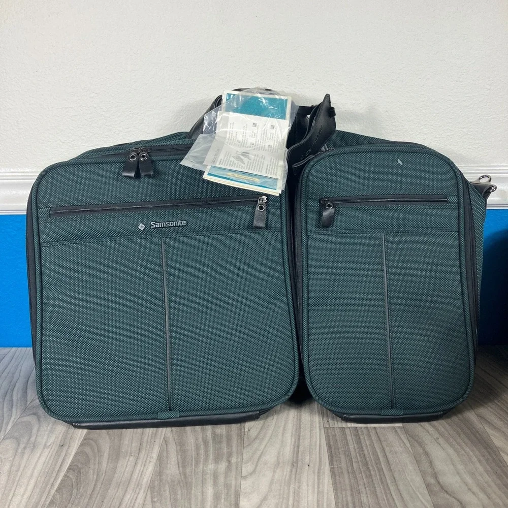 Samsonite Carrying Messenger Bag Shoulder Strap Green‎ & Garment Bag Lot of 2